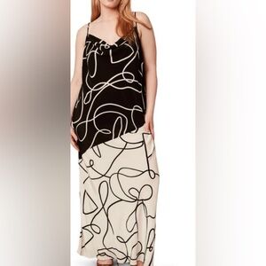 11 HONORE Carey Print Maxi Dress In Summer Lines size 16